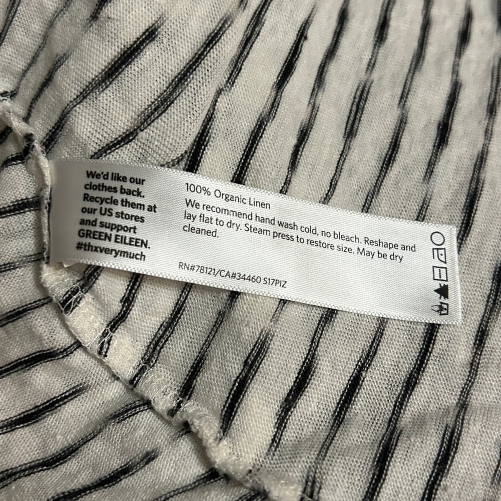 EILEEN FISHER White Black Light Linen Stripe Knit Tank Top M - Picture 5 of 6